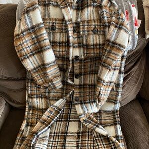Forever 21 Brown Plaid Pea Coat